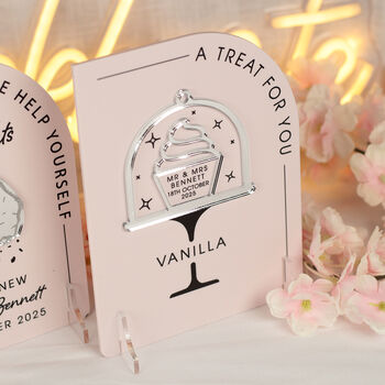 Modern Arch Wedding Birthday Cupcake Flavour Sign, 2 of 4