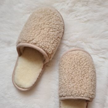 Pure Wool Pastel White Mules, 4 of 5