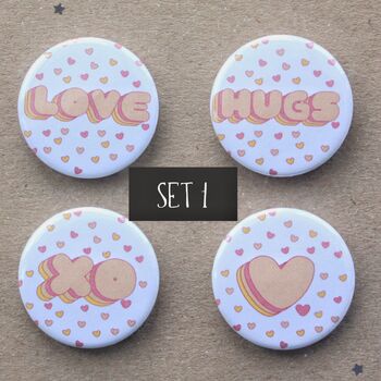 Love Themed Badges, Pack Of Four, 6 of 12