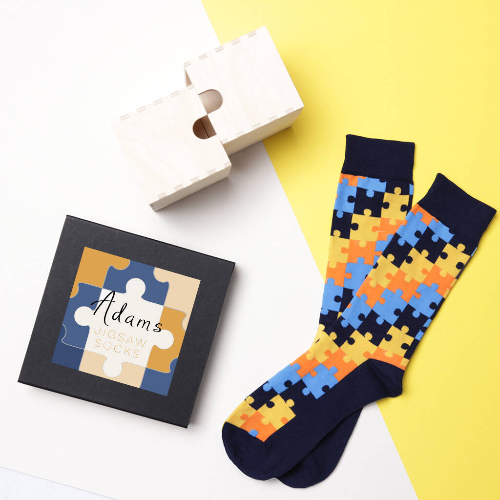 Personalised Men's Jigsaw Socks By Studio Hop