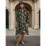 'Coco' Buttoned Black And Gold Fan Print Shirt Dress, thumbnail 1 of 5