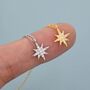 Tiny Starburst Pendant Necklace In Sterling Silver, thumbnail 5 of 12