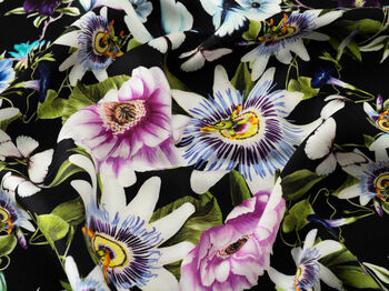 Pure Silk Designer Scarf Luxury Floral Black 90cm, 3 of 5