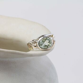 Green Amethyst Ring With Leaf Motif, 3 of 8