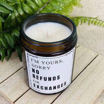 No Refunds Or Exchanges Mothers Day Amber Candle, 2 of 5