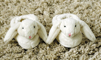 Cream Bunny Baby Slippers, Personalised, Gift Boxed, 6 of 7