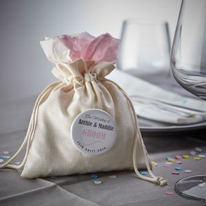 Personalised Wedding Badge Favours And Name Places By Pink