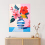 Heavenly Hibiscus Bright Floral Pink Wall Art Print, thumbnail 1 of 6