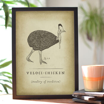 Funny Vintage Cassowary Art Print, Veloci Chicken, 3 of 4