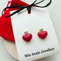 Crystal Heart Red Earrings, thumbnail 2 of 2