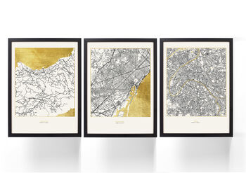 Metallic Multi Location Triptych Maps, 2 of 2