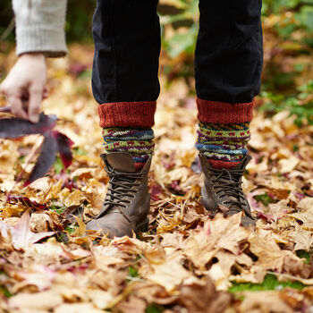 Fair Trade Fair Isle Handknit Waste Wool Legwarmers, 10 of 12