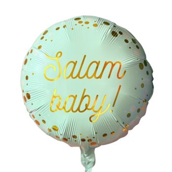 Salam Baby Round Foil Balloon Mint And Gold, 2 of 2