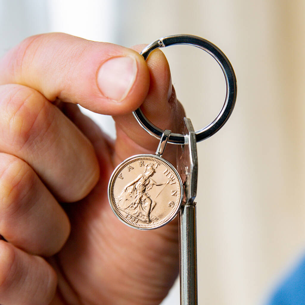 Image of 90th Birthday 1930 Farthing Coin Keyring