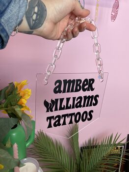 Personalised Clear Acrylic Banner With Acrylic Chain, 4 of 8