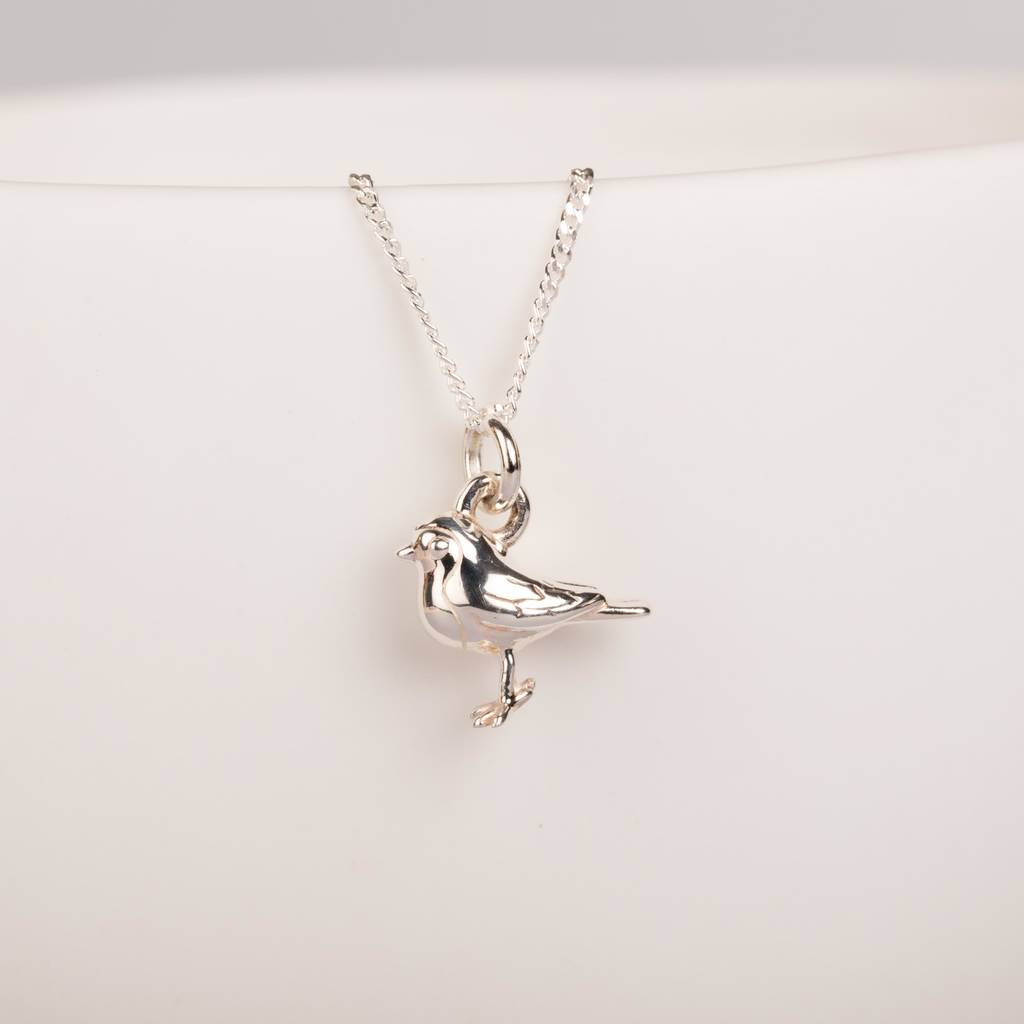Personalised Solid Silver Baby Robin Necklace By Nest Gifts