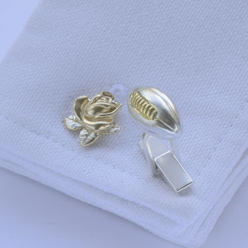 England Rugby Cufflinks Silver With 18k Gold Vermeil, 2 of 4