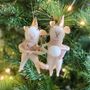 Pair Of Star And Snowball Pink Mice Felt Decorations, thumbnail 3 of 5