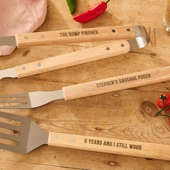 Personalised 5th Anniversary BBQ Tool Set, 2 of 4