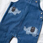 Embroidered Baby Name Denim Dungaree Outfit, thumbnail 3 of 8