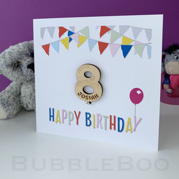 Personalised Birthday Card With Wooden Age Number, 2 of 3