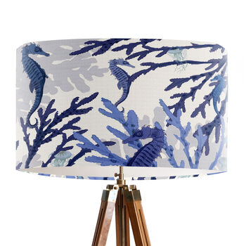 Coral And Seahorse, Blue And White Lamp Shade, 4 of 5