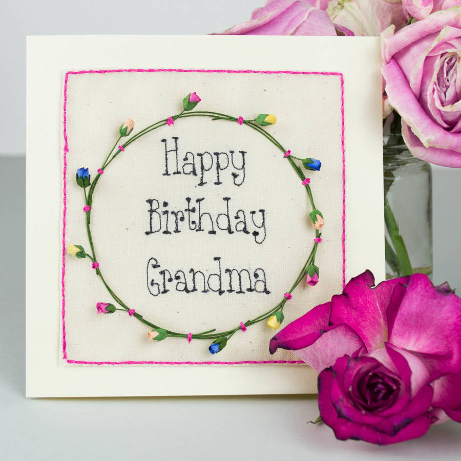 Personalised Embroidered Rose Birthday Card, 1 of 2