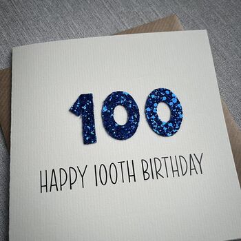 Personalised Happy 100th Glitter Milestone Birthday Card, 5 of 6