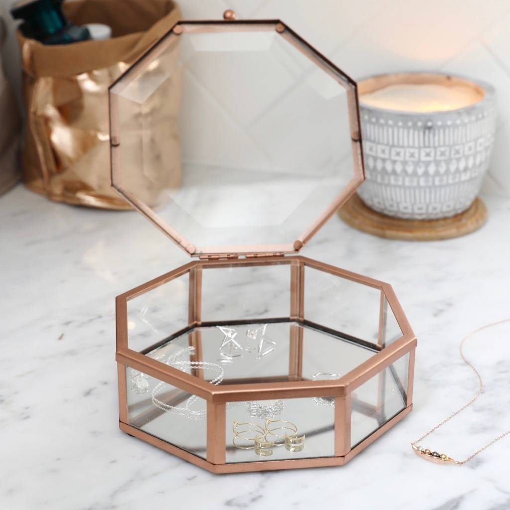 Copper And Glass Hexagonal Jewellery Box By Lisa Angel ...