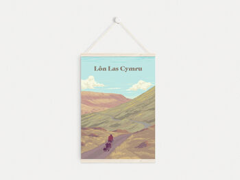 Lon Las Cymru Cycling Travel Poster Art Print, 6 of 8