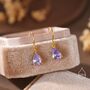 Sterling Silver Amethyst Purple Pear Cut Cz Drop Earrings, thumbnail 2 of 11