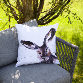 Inky Hare Outdoor Cushion For Garden Furniture, 7 of 9