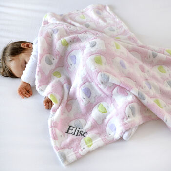 Personalised Pink Fluffy Elephant Blanket, 2 of 7