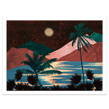 Tropical Night Mountain Landscape Art Print, 3 of 8