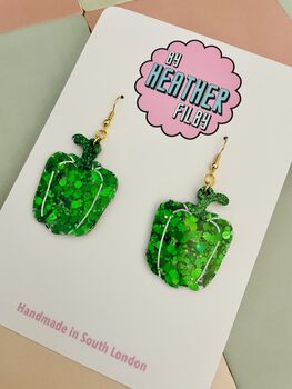Bell Pepper Glitter Resin Earrings, 9 of 11