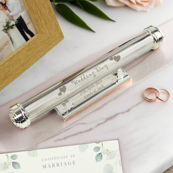 Personalised Wedding Day Silver Plated Certificate Holder, 2 of 4