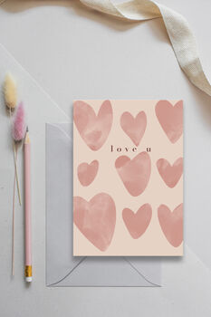 'Love U' Pink Greeting Card, 2 of 2
