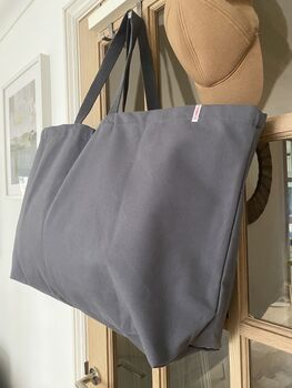 Extra Large Beach Bag Grey Canvas Tote Bag, 3 of 7