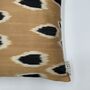 Square Ikat Silk Cushion Camel And Black Spot, thumbnail 3 of 9