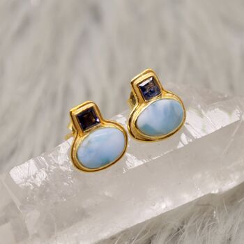 Larimar And Iolite Silver Studs, 6 of 7