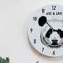Personalised Panda Bear Bedroom Wall Clock, thumbnail 2 of 4