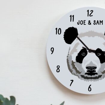 Personalised Panda Bear Bedroom Wall Clock, 2 of 4