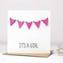 It's A Girl Bunting Card, thumbnail 1 of 2