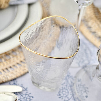 Pair Of Gold Rimmed Hammered Glasses, 5 of 7