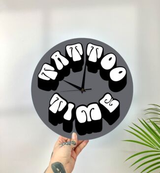 Tattoo Time Shaped Decorative Clock Silent Movement, 5 of 5