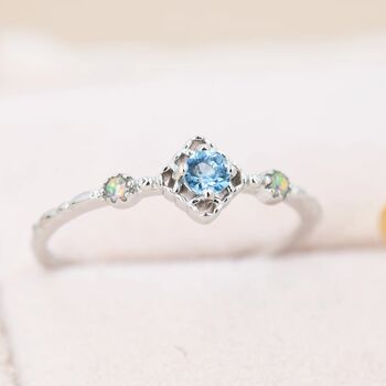 Vintage Inspired Natural Swiss Blue And Opal Ring, 7 of 11