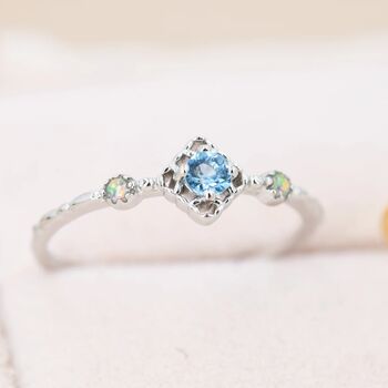 Vintage Inspired Natural Swiss Blue And Opal Ring, 7 of 12