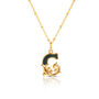 Gold Plated G Initial Necklace With Green Marble, thumbnail 1 of 6