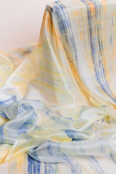 100% Mulberry Silk Scarf, Pastel Yellow, 4 of 6