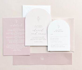 Anais Pink Floral Arch Wedding Invitations, 4 of 5